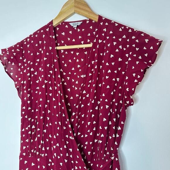 Rails Koreen Hearts Wrap Dress Womans Small Red Feminine Romantic - Picture 3 of 9